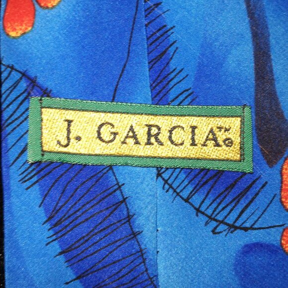 FUNKY BOLD TROPICAL PRINT FLORAL BLUE RED SILK TIE - Picture 3 of 6